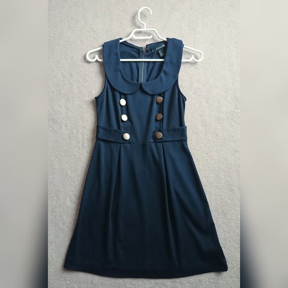 Forever 21 - Navy Peter Pan Collar Sleeveless Dress - Picture 1 of 7